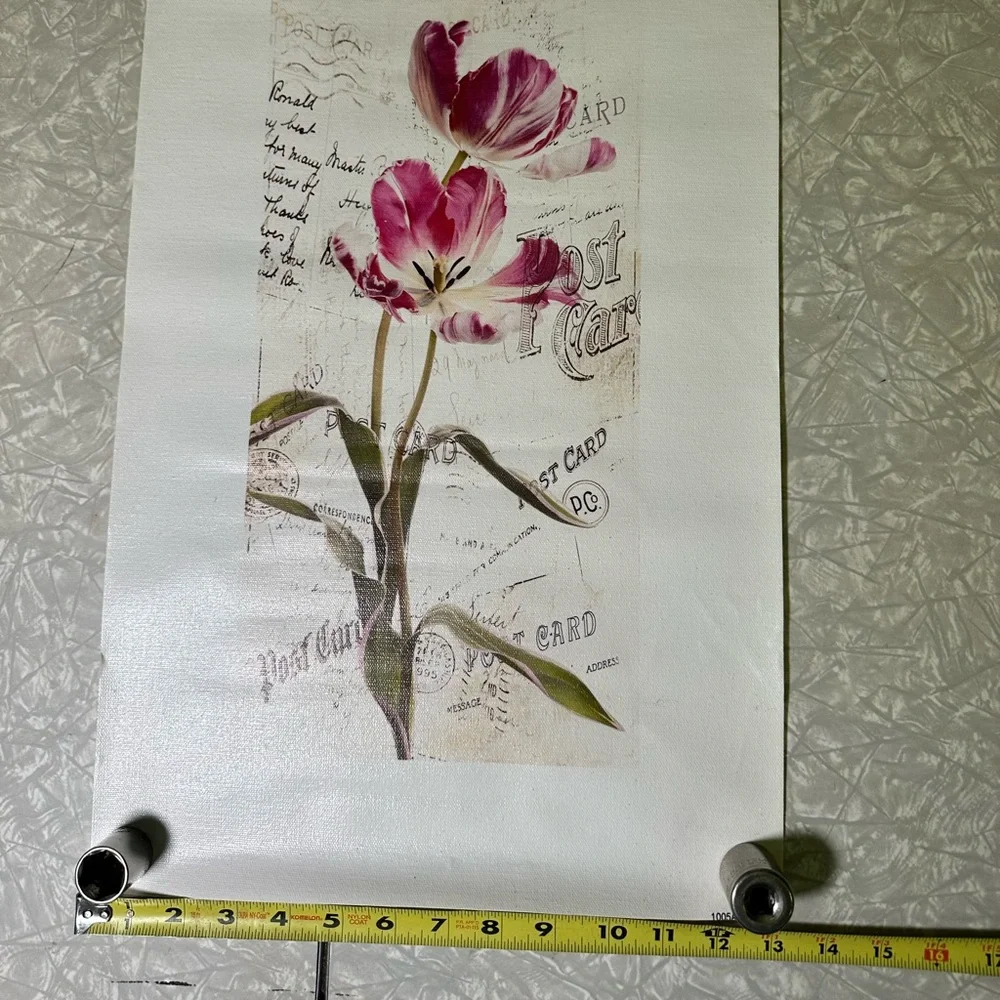 Printed art on Canvas Pink‎ Tulips Vintage Style Craft